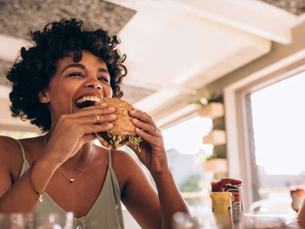 Eating a burger